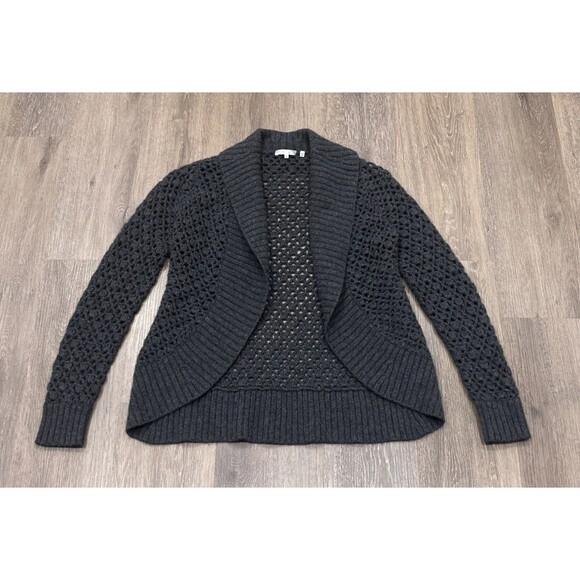 Vince Alpaca Cashmere Merino Wool Open Knit Cardigan Sweater Gray Women’s M - Picture 1 of 9